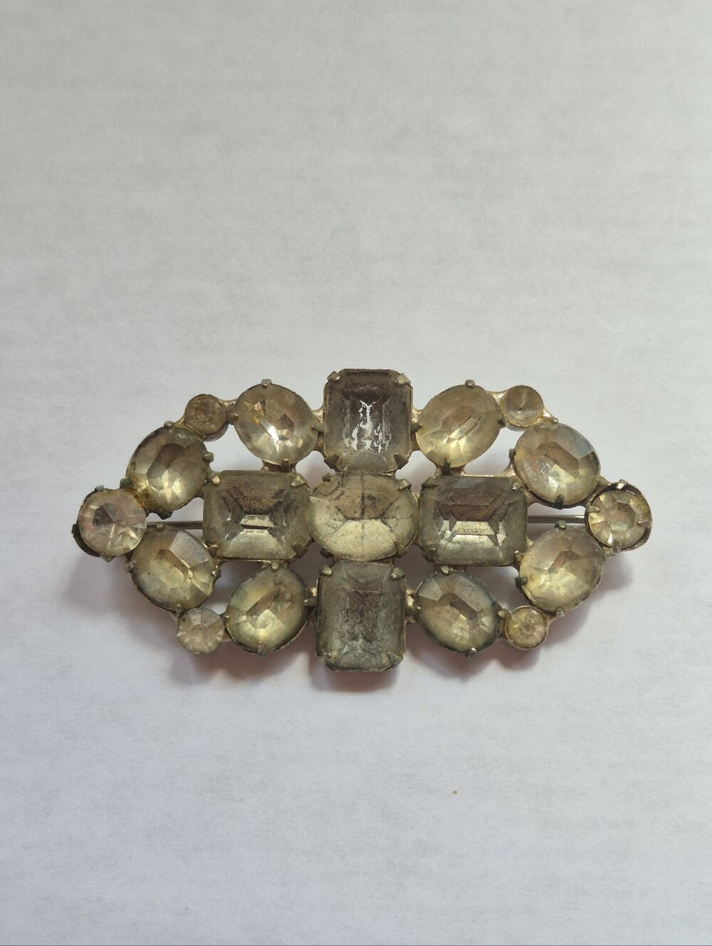 Vintage Clear Crystal Glass Brooch